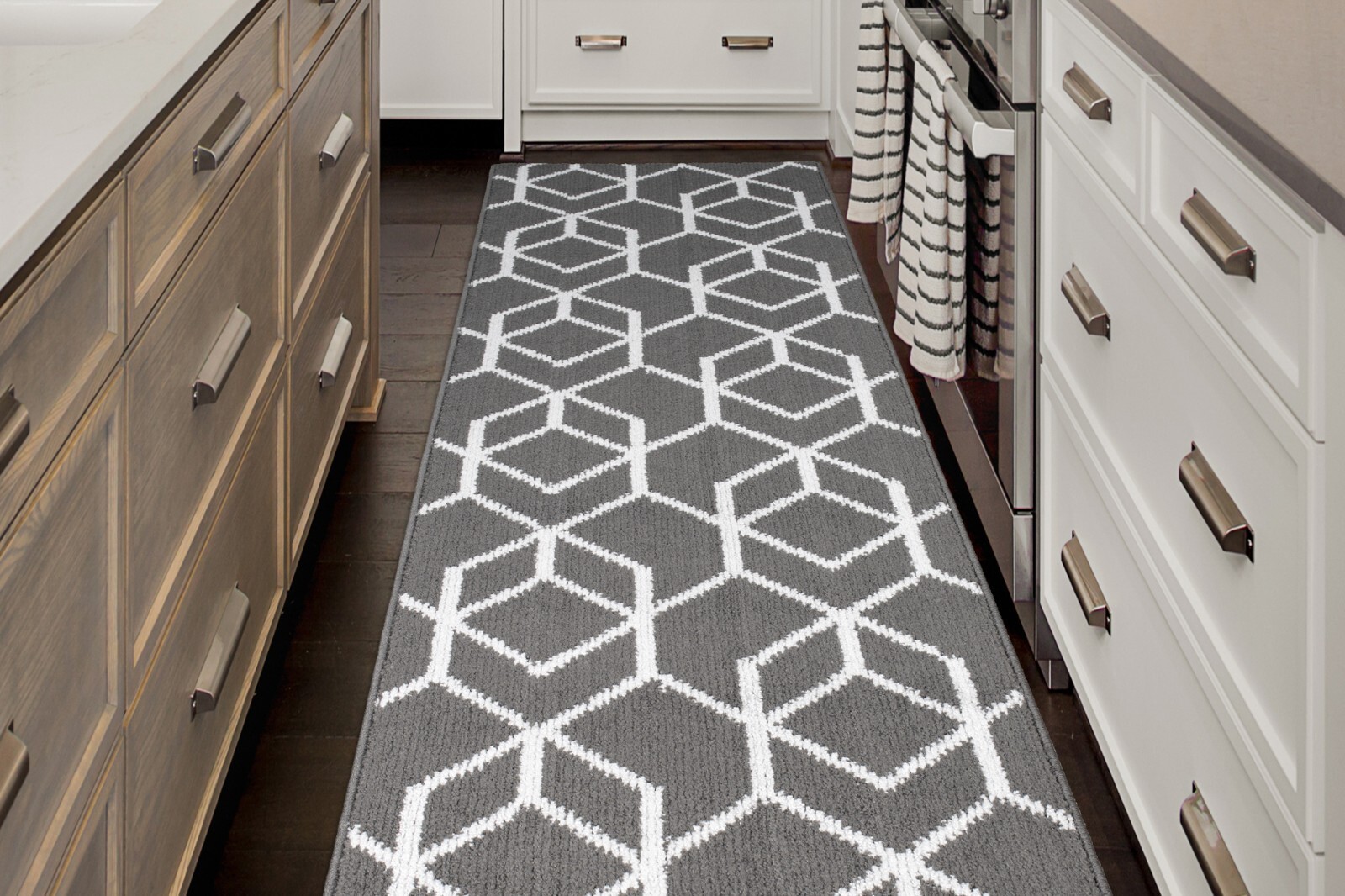 Custom Size Hallway Runner Rug, Non Slip, 26 Wide X Your Choice of Length, Grey gallery