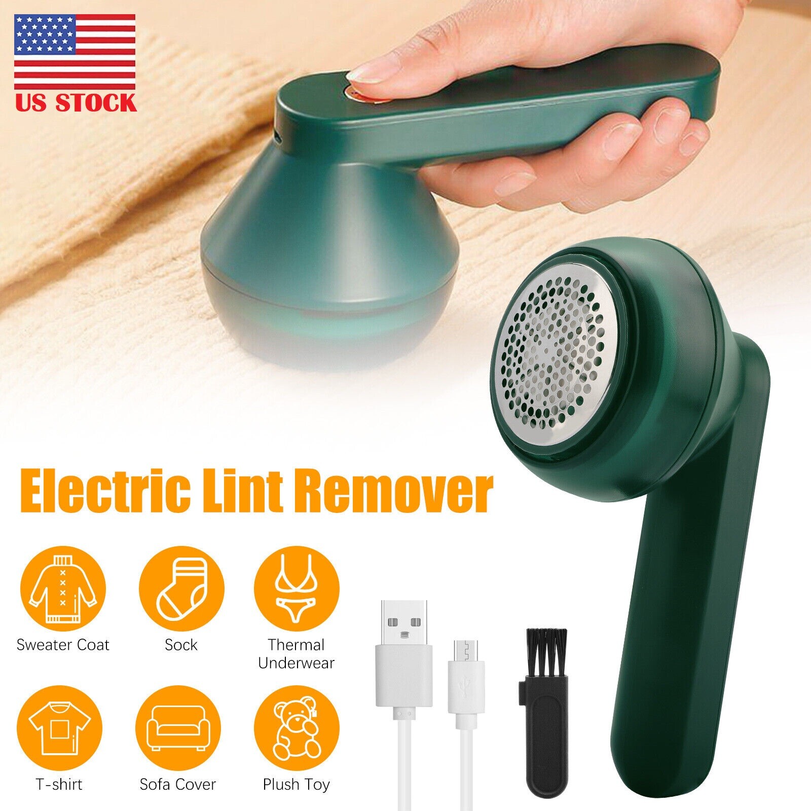 Electric Lint Remover Clothes Cleaner Fabric Shaver USB Rechargeable Defuzzer US gallery