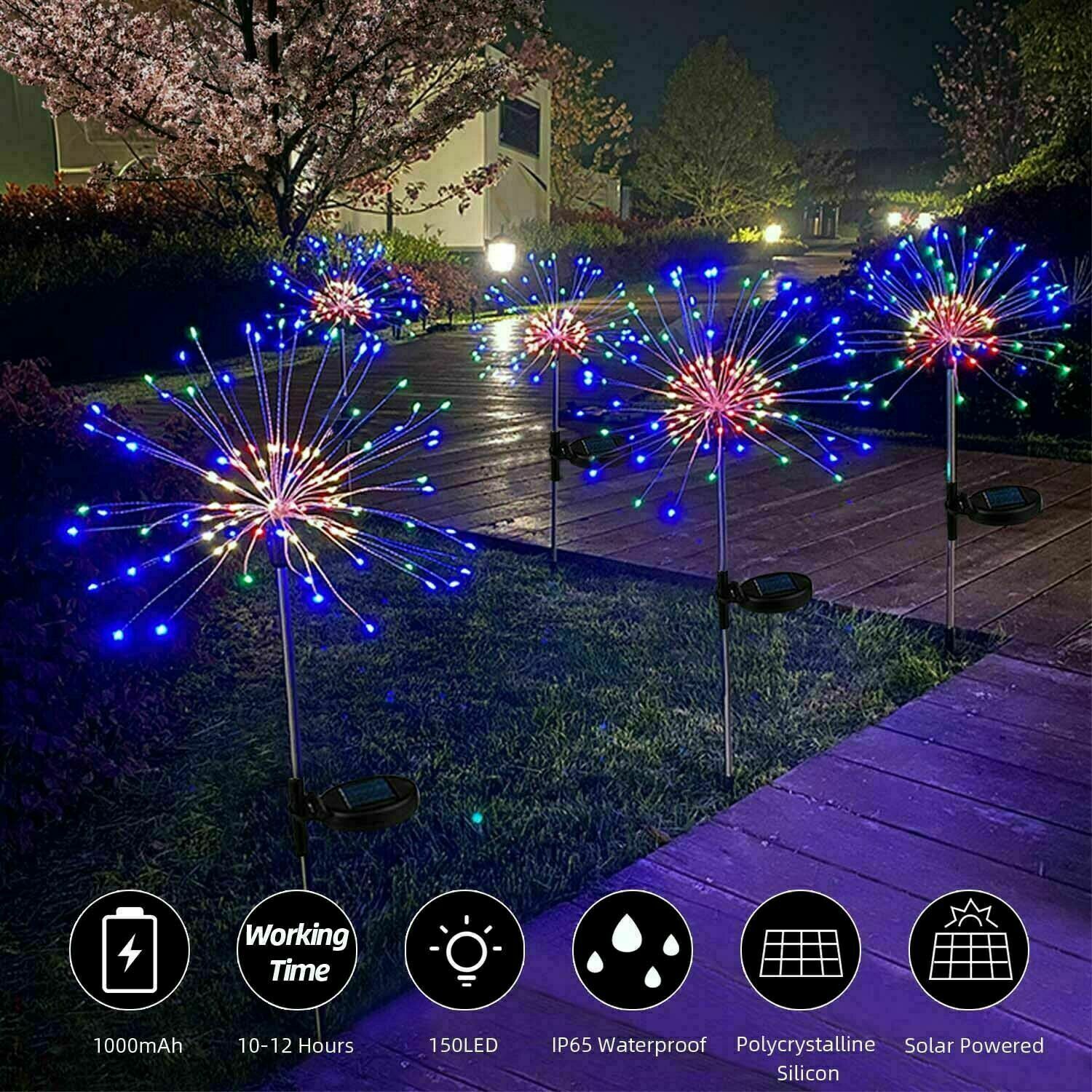 1/8Pack Outdoor Solar Firework Lights Garden LED Waterproof Path Lawn Yard Decor gallery