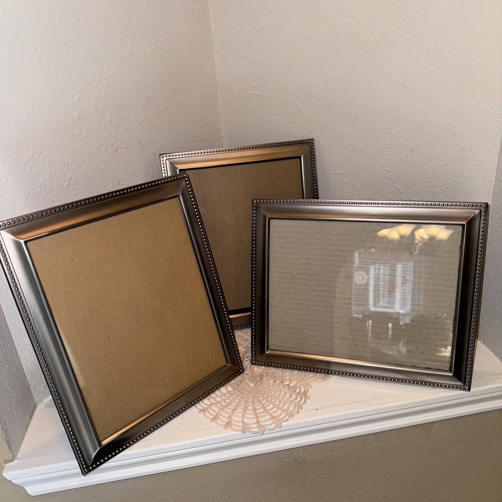 Three Pewter Finish 8" X 10" Free Standing Portrait Landscape Or Hanging Frames gallery