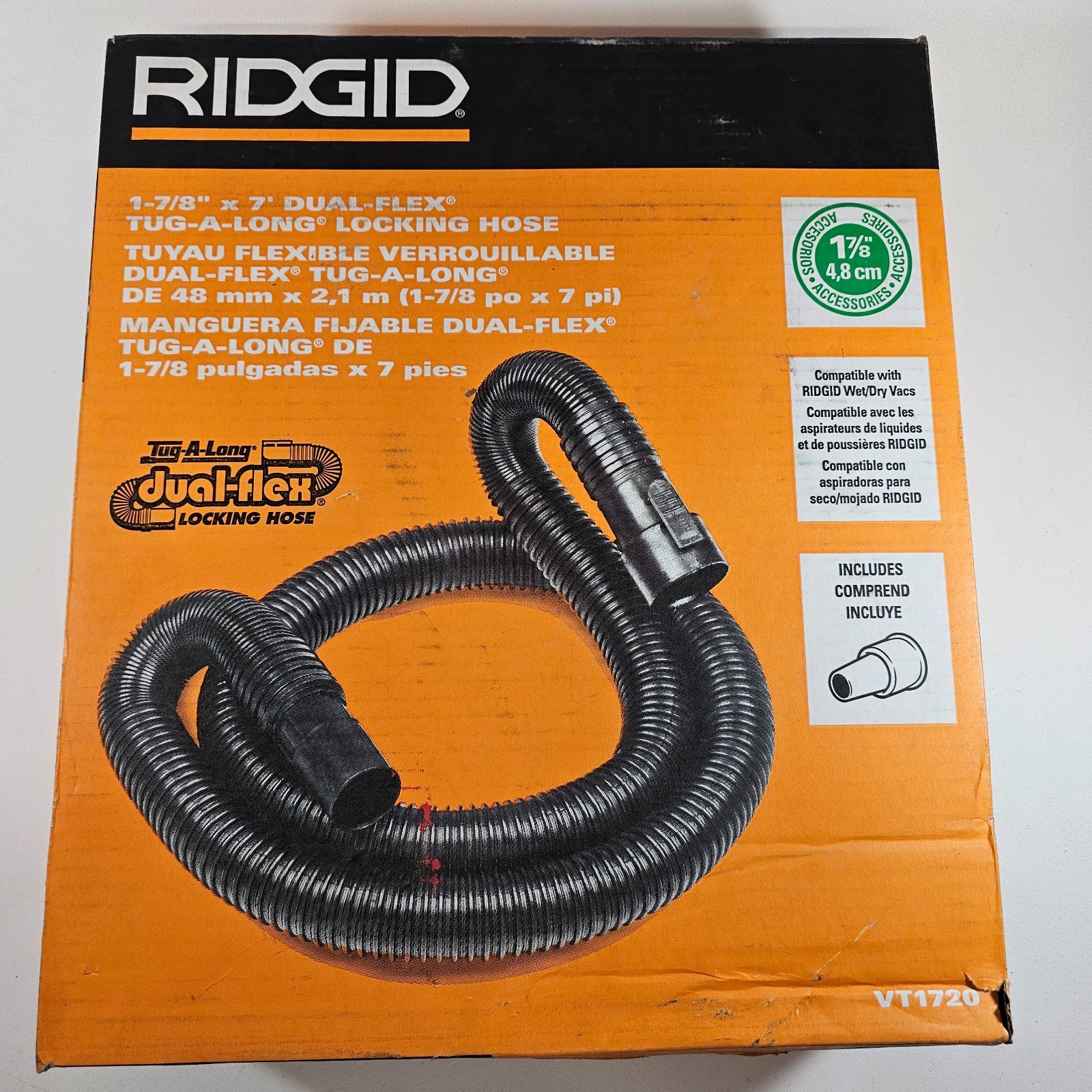 RIDGID VT1720 1-7/8" x 7' Dual-Flex Locking Hose for Wet/Dry Vac Missing Adapter gallery