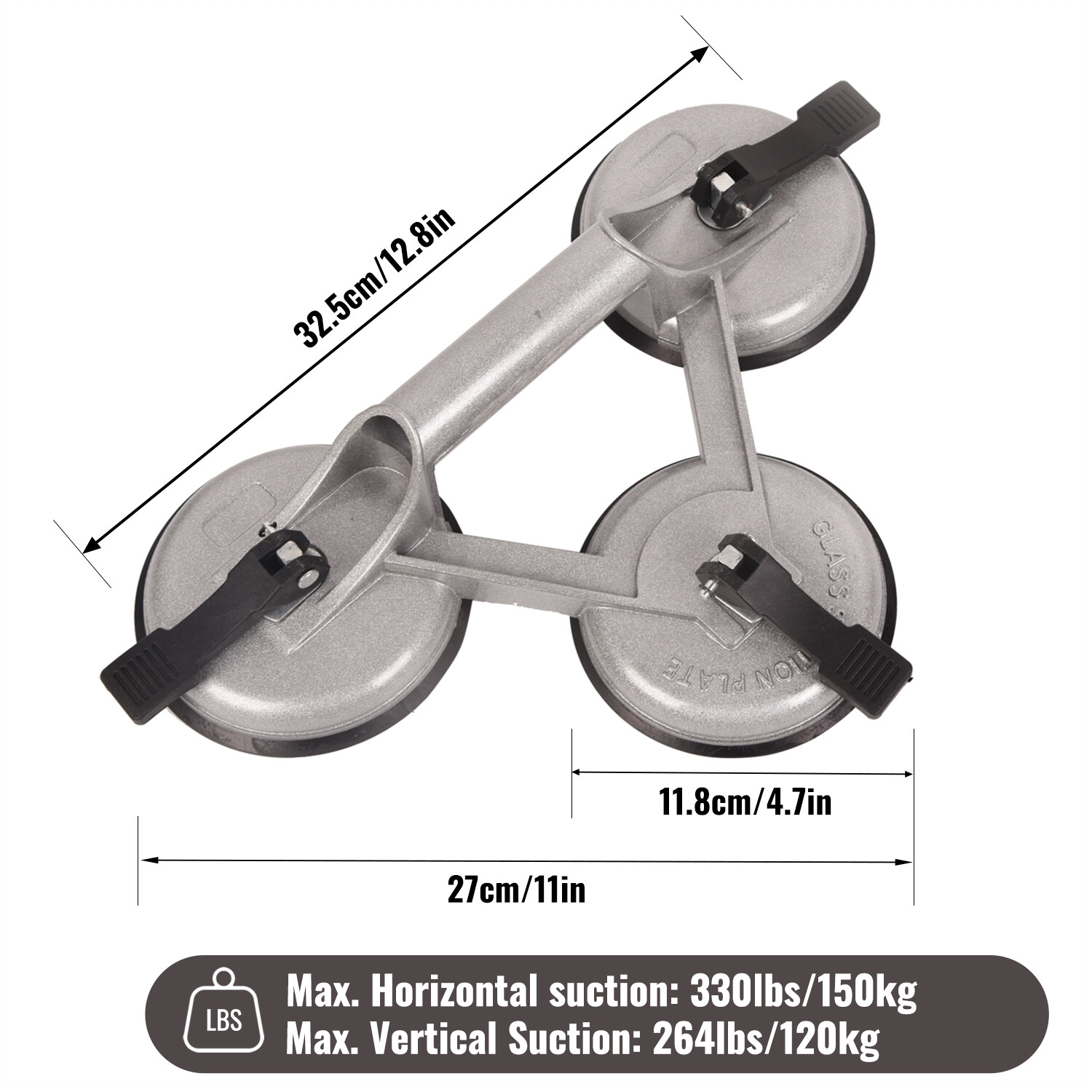 Glass Lifter Triple Suction Vacuum Cup Heavy Duty 330lbs Load Capacity gallery