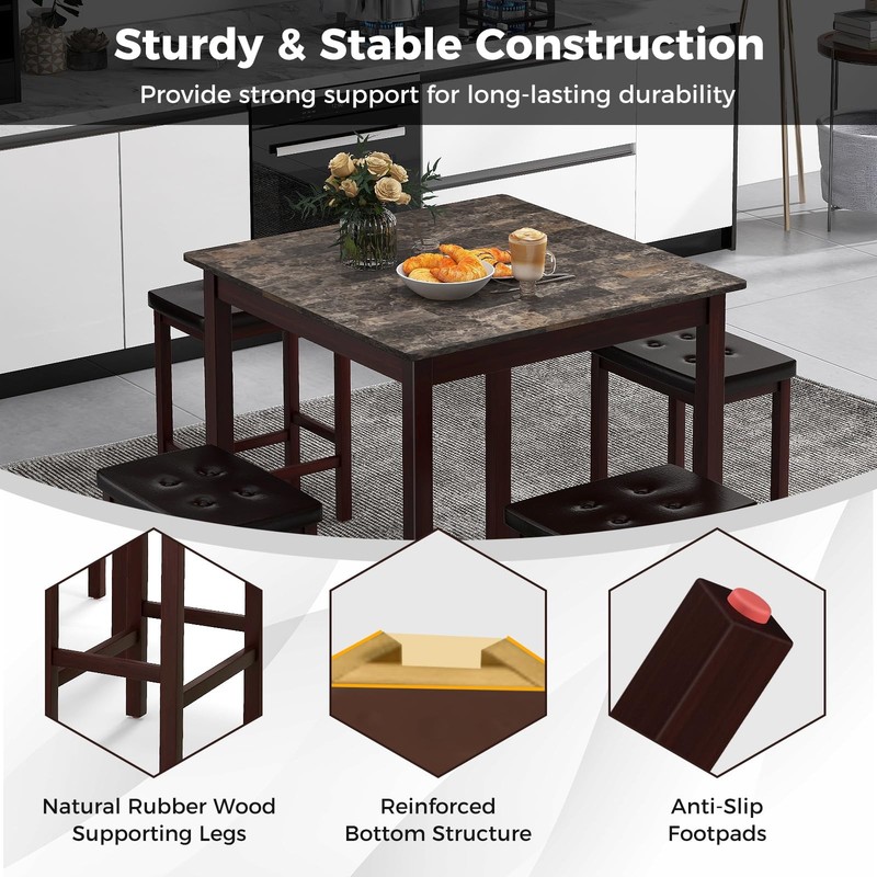 Dining Table Set for 4, Kitchen Table Chairs Set of 4, Counter Height Dining ... gallery