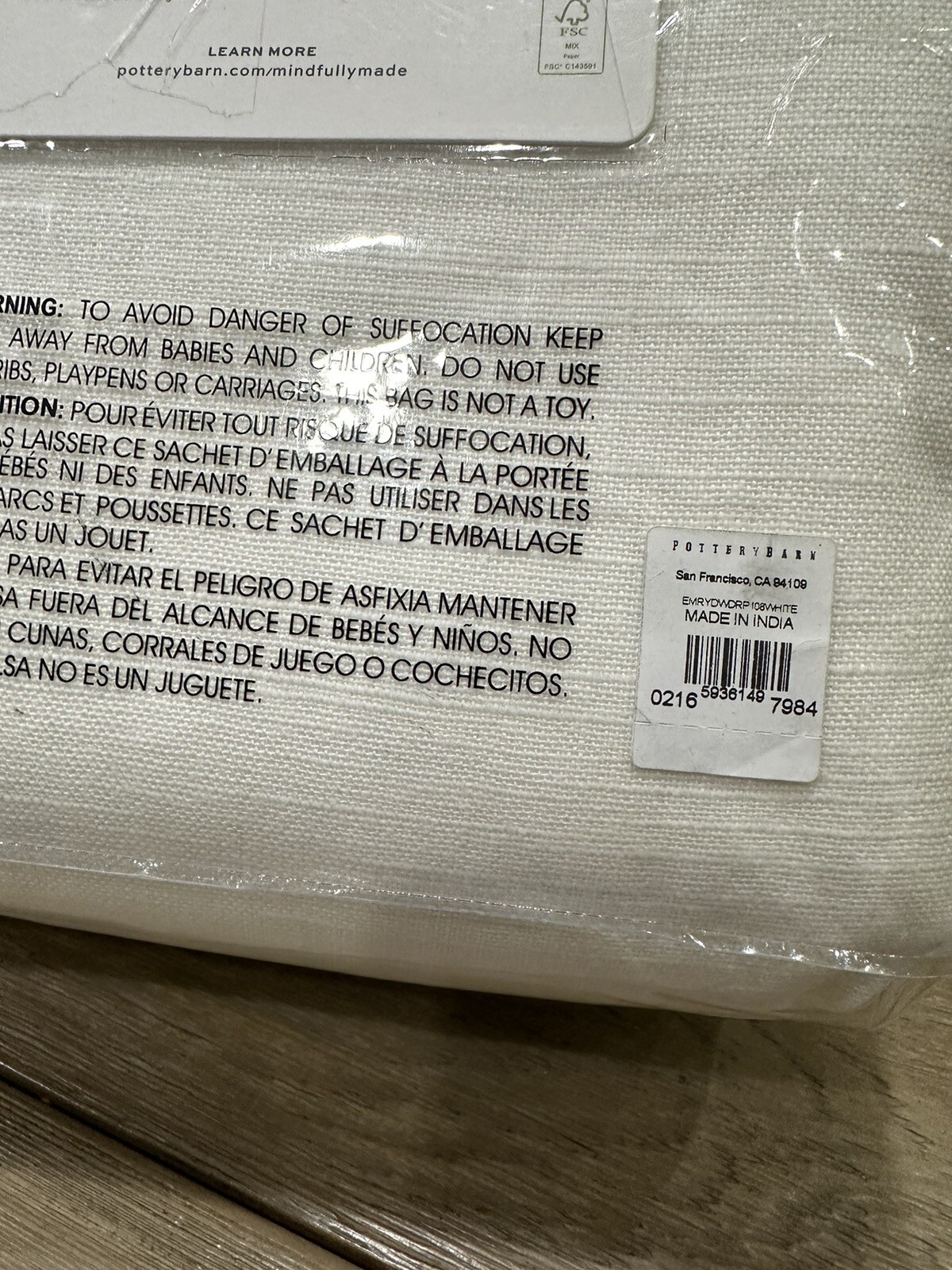 Pottery Barn EMERY Drape 100x108" warm white cotton lining S/2 3 in 1 gallery
