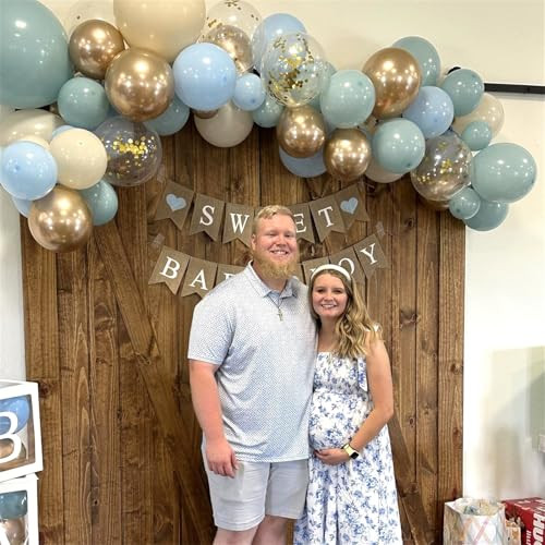 Dusty Blue Balloon Set, 60Pcs 12 Inch Slate 12 inch 60pcs Dusty Blue Gold White gallery