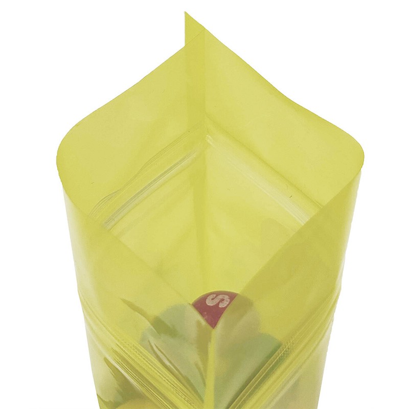 100 Transparent Yellow Poly Plastic Flat Resealable Zip Seal Food Storage Pouch gallery