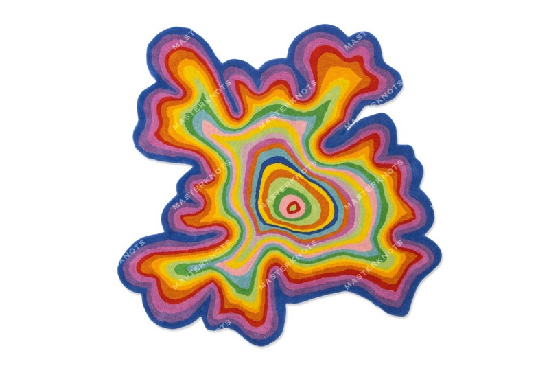 Psychedelic Irregular Shaped Tufted Custom Wool Area Rug For Gifting, Kids Room gallery