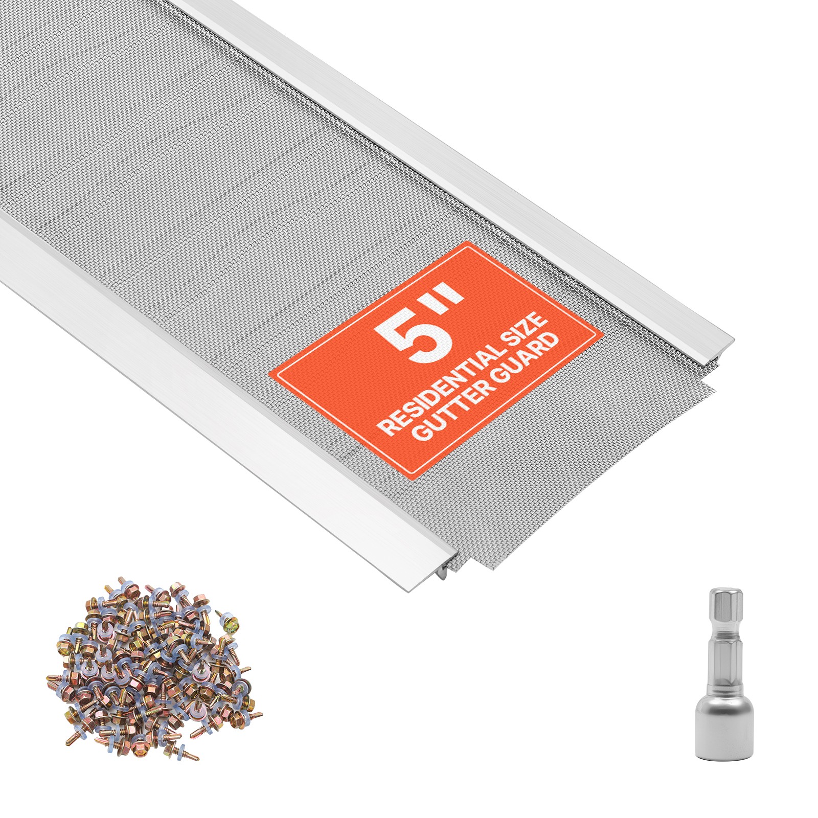 VEVOR Gutter Guard 5 in Aluminum Gutter Cover Steel Mesh 48ft Leaf Debris 12PCS gallery