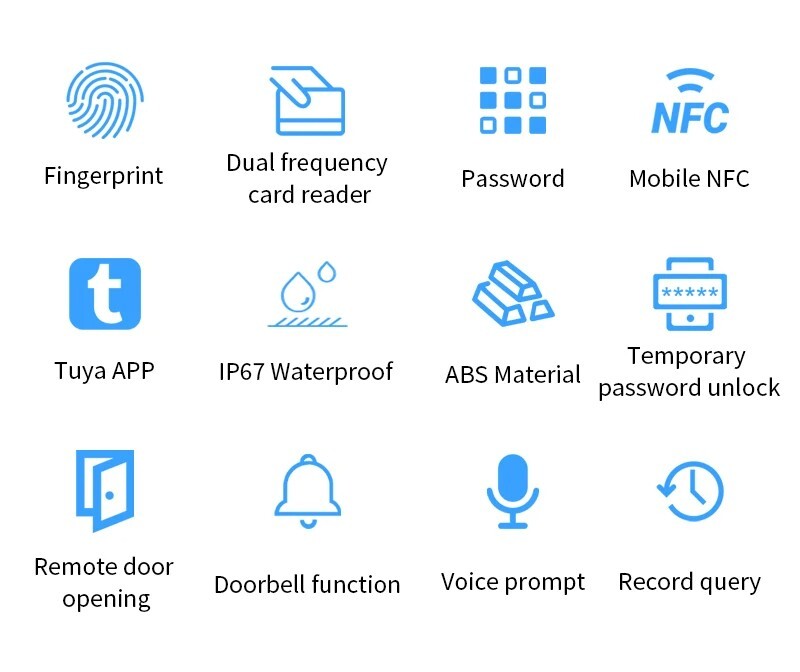 Tuya NFC Bluetooth Backlight Touch RFID 13.56MHz Door Lock Keypad Access IP66 gallery