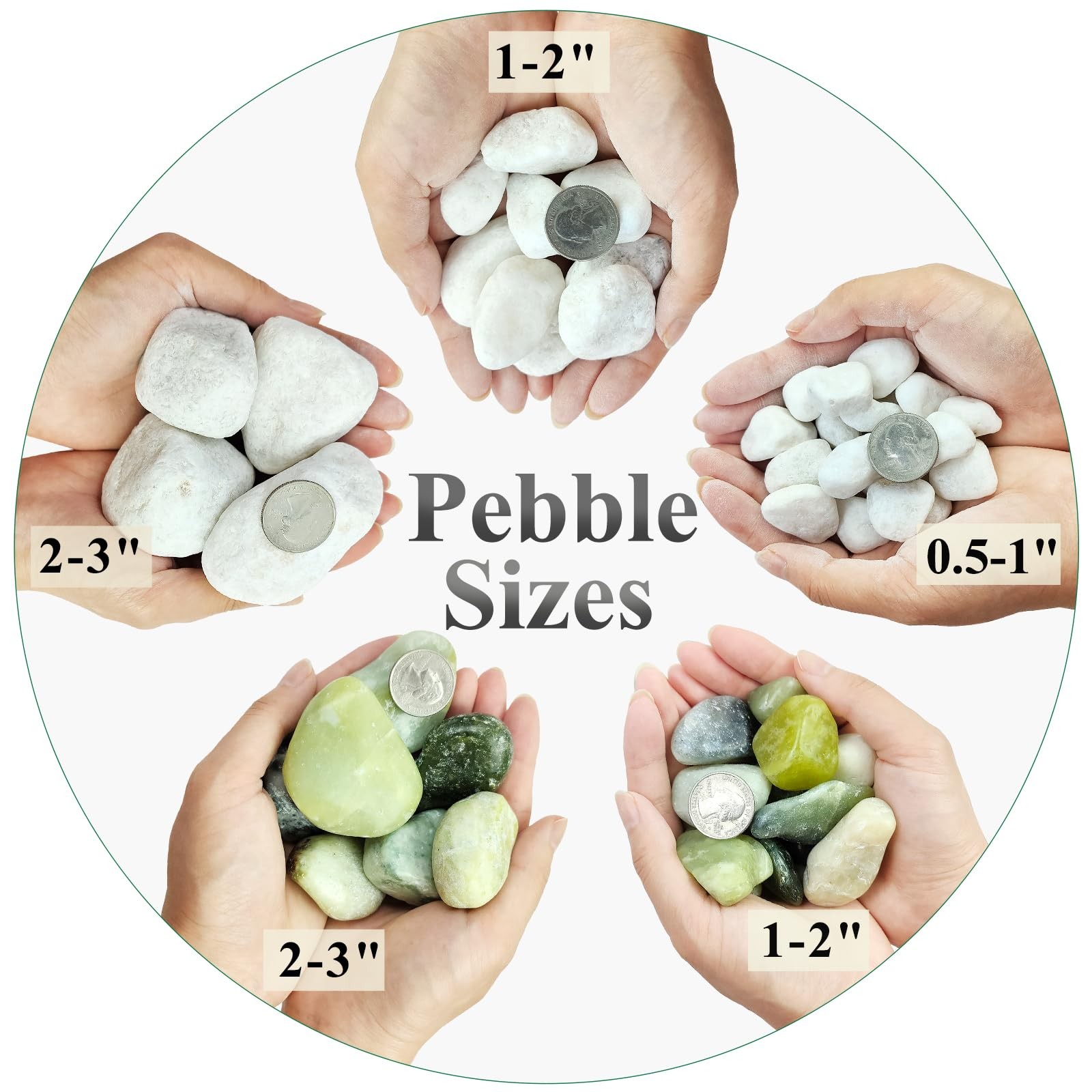 FANTIAN 40 lbs White Rocks for Landscaping, 1-2 Inch 40 lbs, Inch, gallery