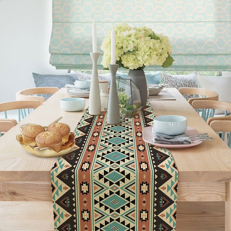 Boho Table Runner Southwestern Native Tribal American Ethnic Aztec Table Runners gallery