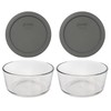 Pyrex (2) 7201 4-Cup Glass Bowls & (2) 7201-PC Puddle Gray Lids gallery