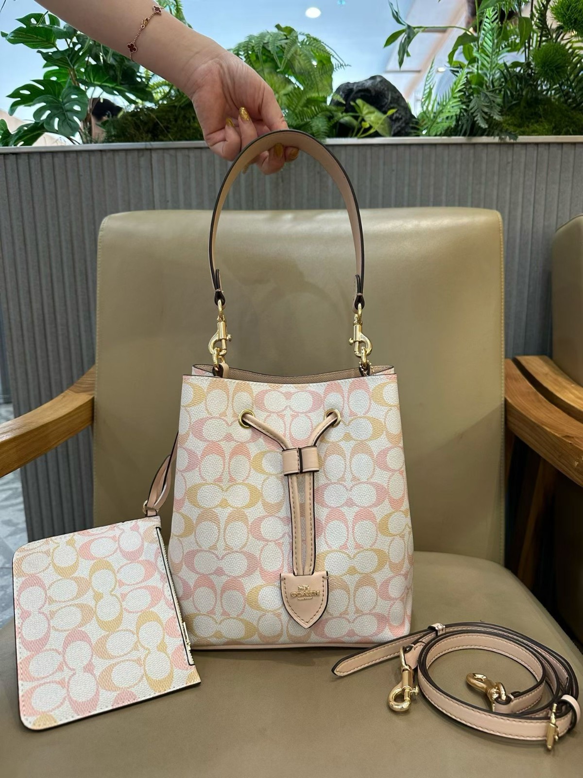 NWT Bucket Bag in Pretty Signature Canvas Colorful CEL14 gallery