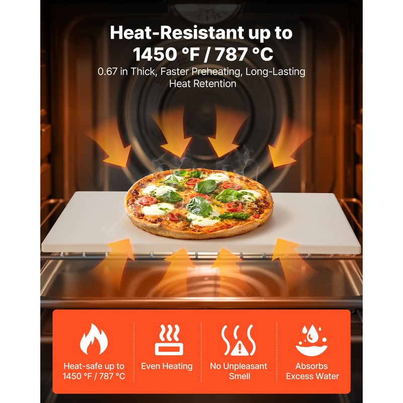Uimoso Rectangular Pizza Baking Stone 20 x 14 in for Oven and Grill Use gallery
