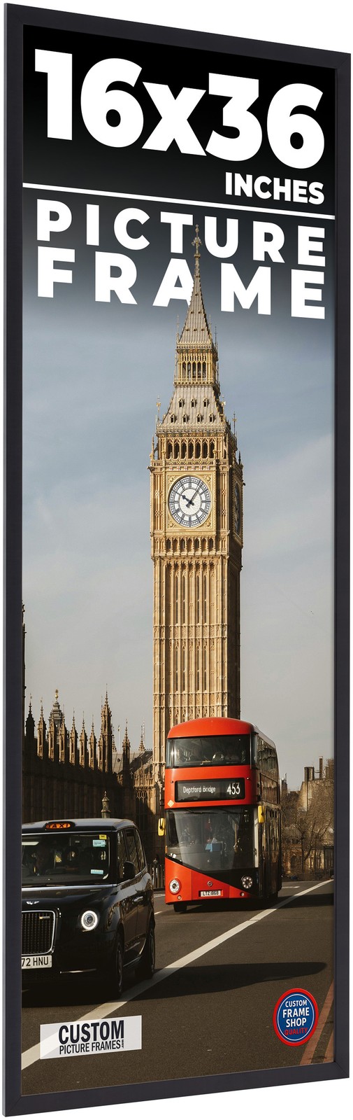 16x36 Frame Black Real Wood Picture Frame Width 0.75 inches | Interior Frame Dep gallery