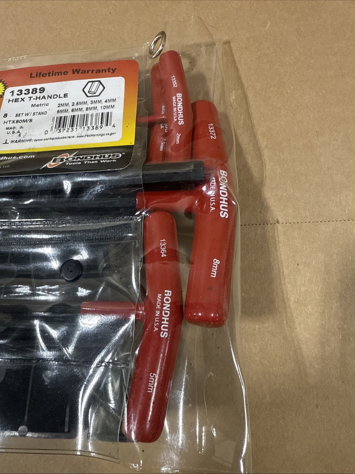 Bondhus 8pc T Handle Hex Wrench Set Metric 2-10mm w/ Stand USA 13389 NEW gallery
