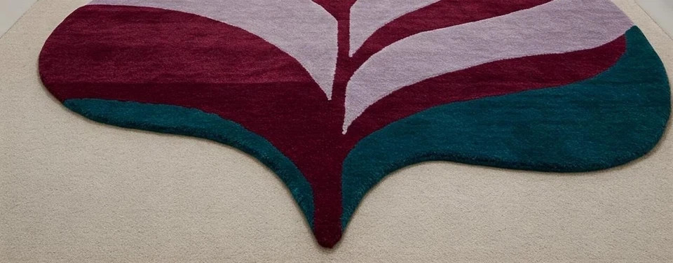 Leaf Shape Its Traditional Design Hand-Tufted Modern 100% Soft Wool Study Room gallery