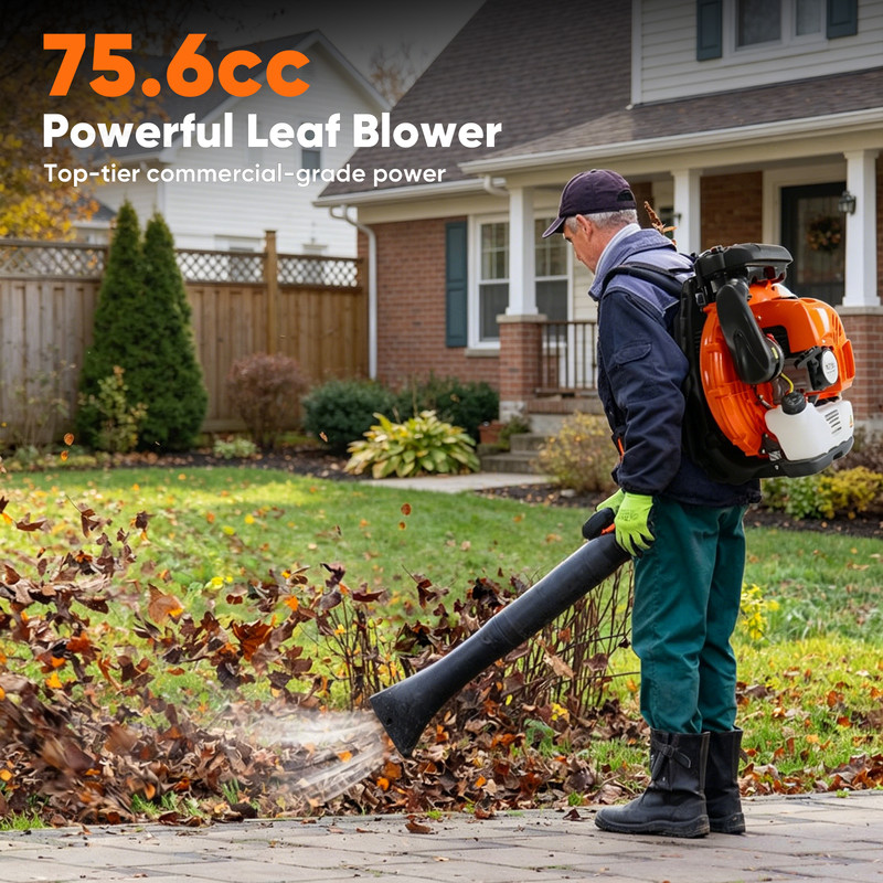Leaf Blower 75.6CC 2-Stroke Backpack Gas Powered Leaf Blower 236MPH Wind Speed gallery