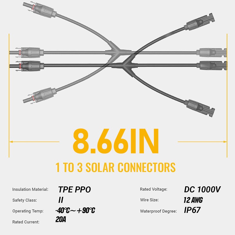Solar Connectors Y Branch Parallel Adapter Cable Wire Plug Kit for Solar Panel gallery