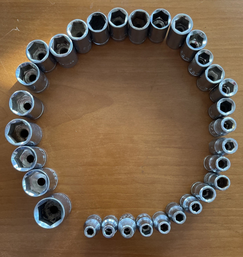 Socket Set 1/4" drive, 6 point, SAE set Made in Taiwan 31 Pcs See Description