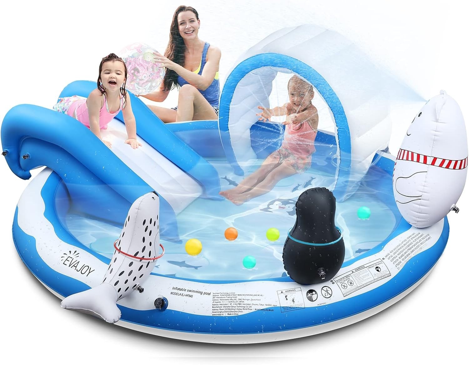 Inflatable Splash & Play Center Kiddie Pool with Slide Children Ice & Snow gallery