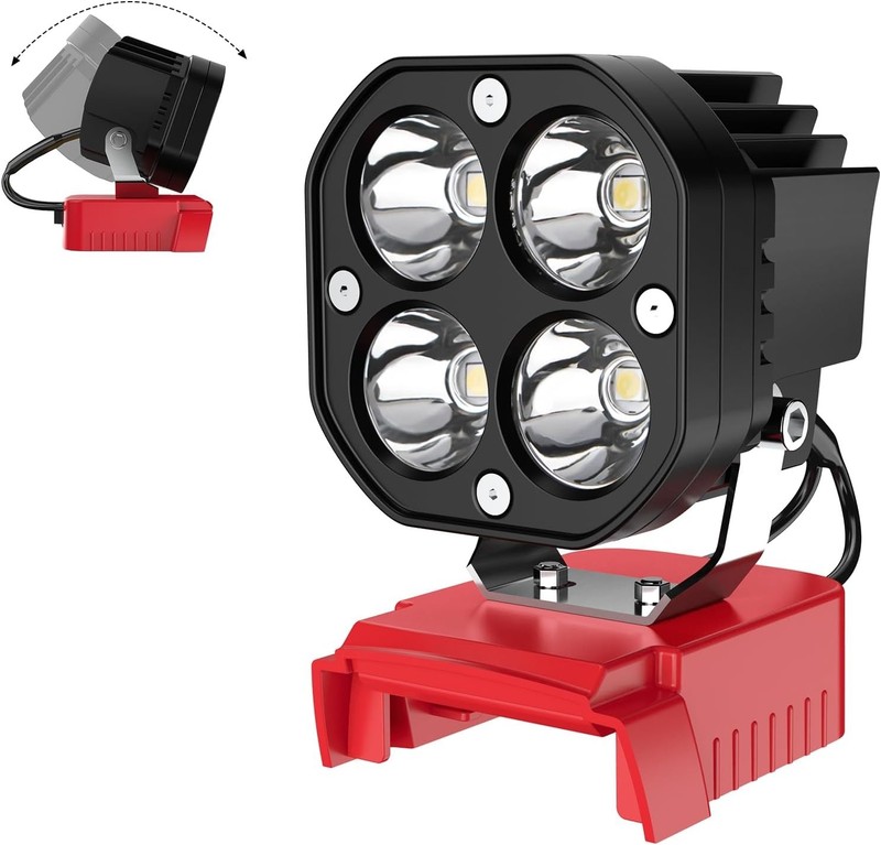 2 Pack 40W LED Work Light Compatible with Milwaukee 18V Battery 6000lm 6500k gallery