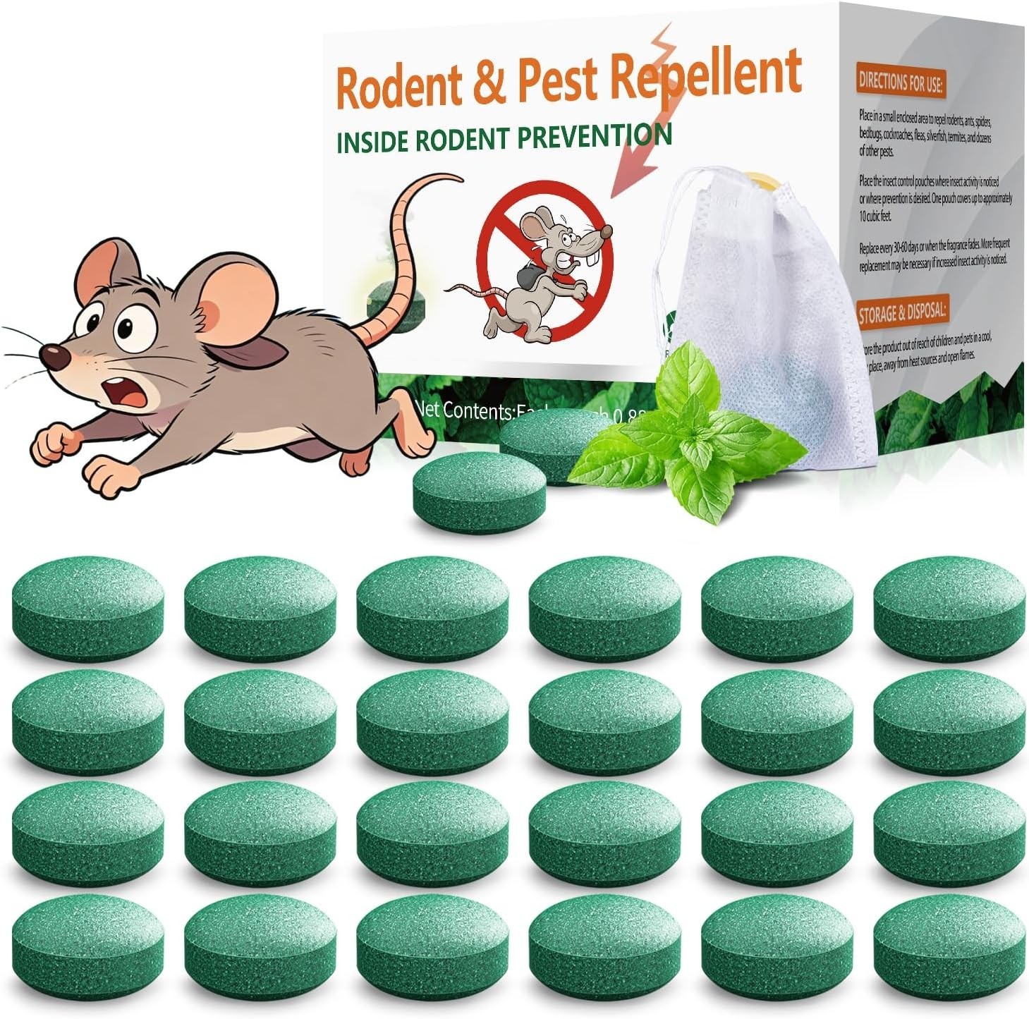 Natural Rodent Repellent Peppermint Sachets 24 Pack Mouse Mice Pest - US gallery