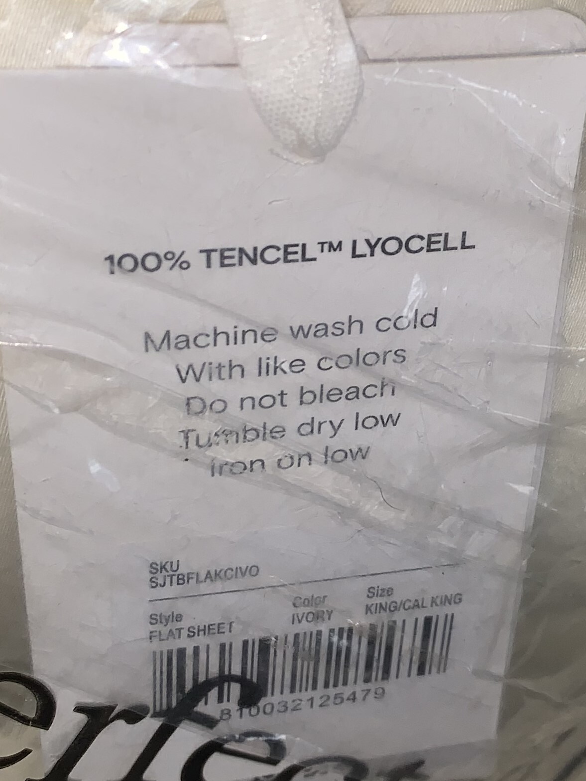 Sijo Home Eucalyptus Collection~100% Tencel Lyocell~King Flat Sheet~Ivory~New gallery