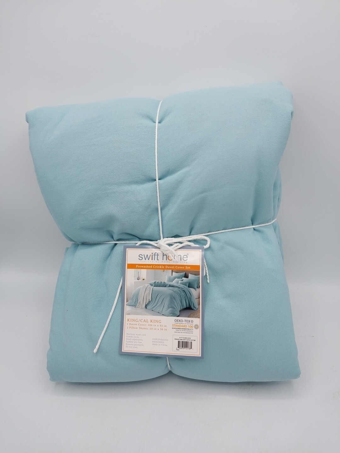 Swift Home Prewashed Crinkle Duvet Cover Set King/Cal King Blue gallery