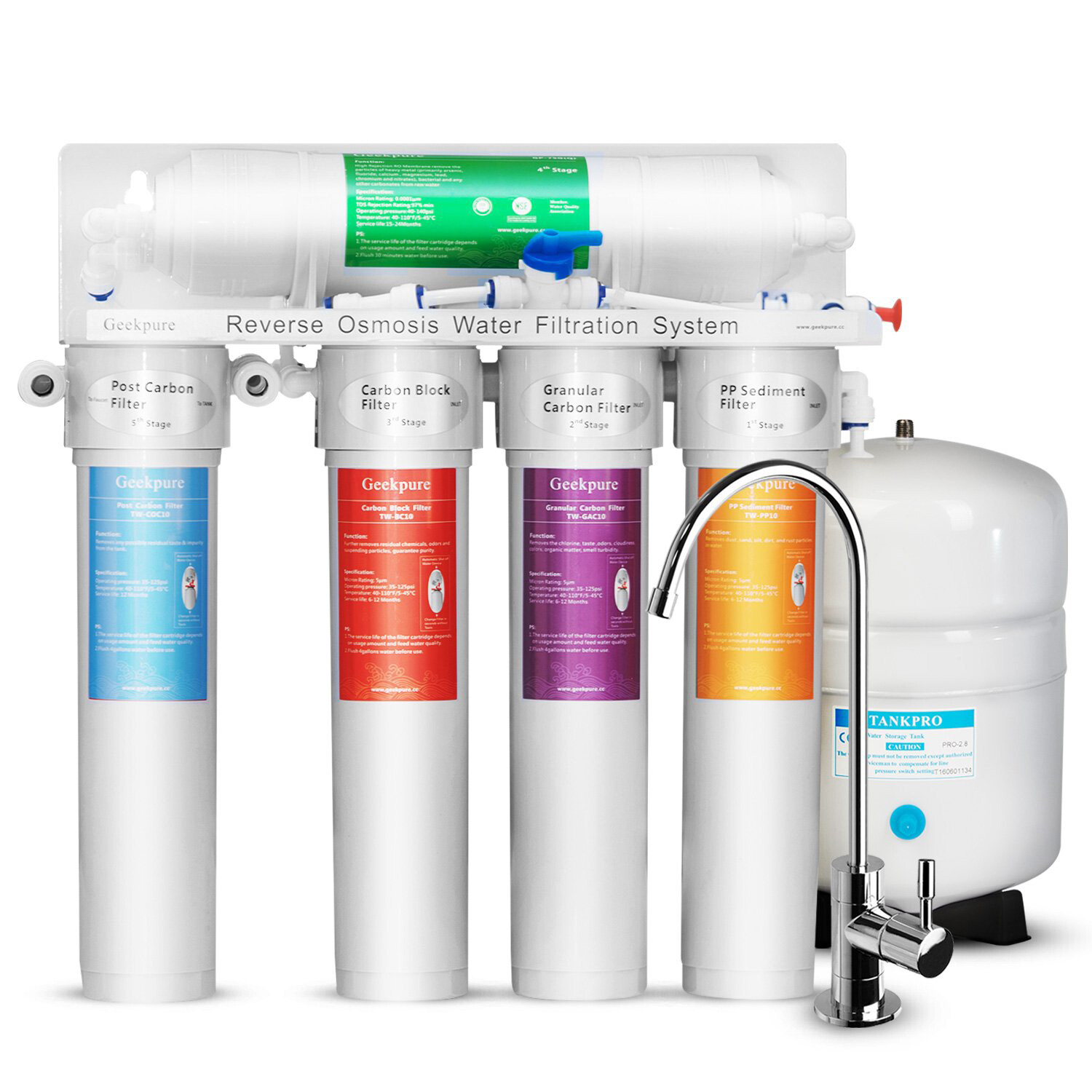 5 Stage Reverse Osmosis RO Water System with Quick Twist Change Filter 75 GPD gallery
