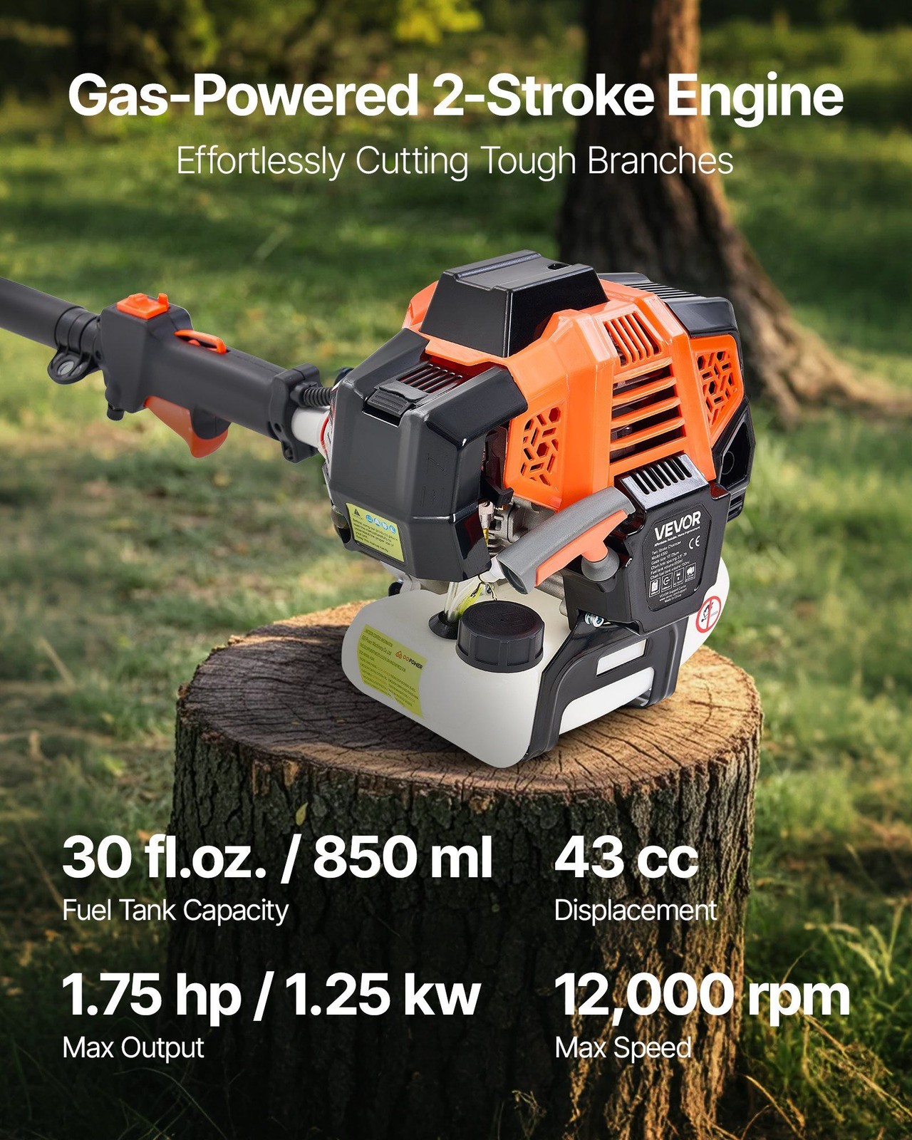 Gas Pole Saw 43CC, 10" Guide Bar, Aluminum Alloy, 22lb gallery