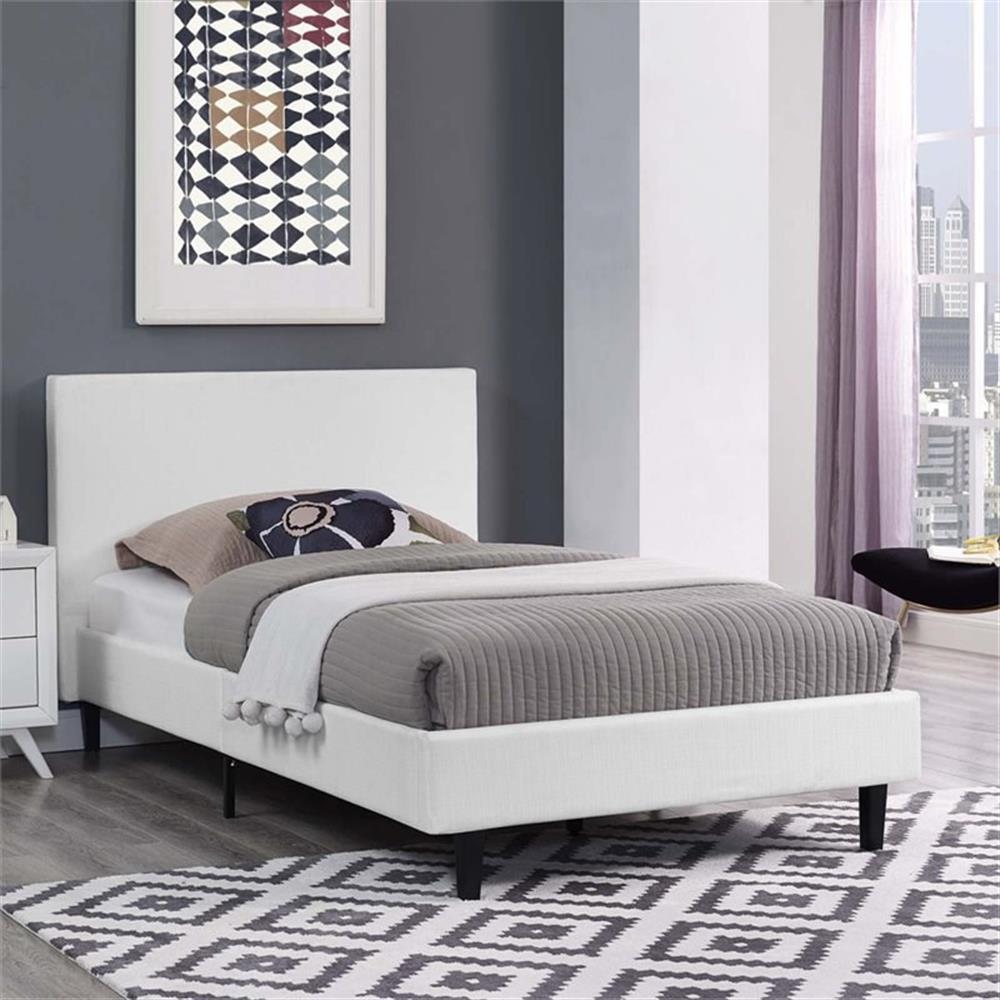 Modway Anya Twin Modern Style Polyester Fabric Bed in White Finish gallery
