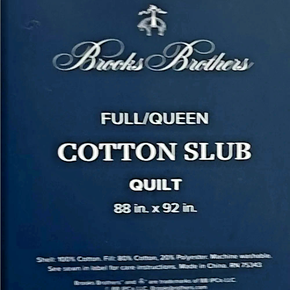 Brooks Brothers Full/Queen Cotton Slub Quilt 88 in x 92 in Blue Green White gallery