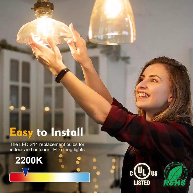 48 Pack LED S14 Replacement Light Bulbs, Shatterproof Outdoor 1 Watt to Replace gallery