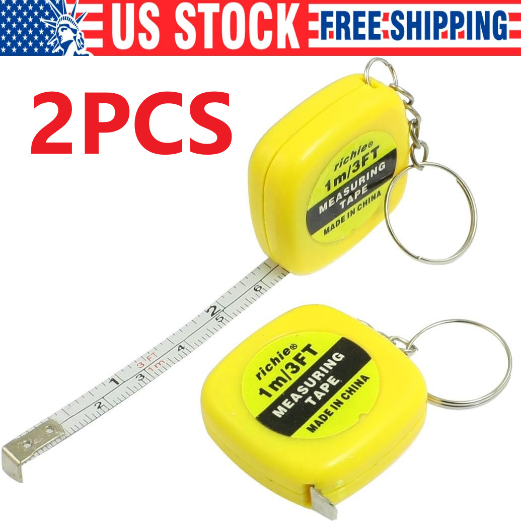 2PCS Retractable Ruler Tape Measure Mini Portable Pull Ruler Keychain 1m/3ft gallery