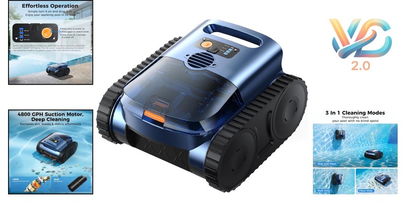 Robotic Pool Cleaner Cordless Inground Pool Vacuum 2150 sq ft 180 min Runtime... gallery
