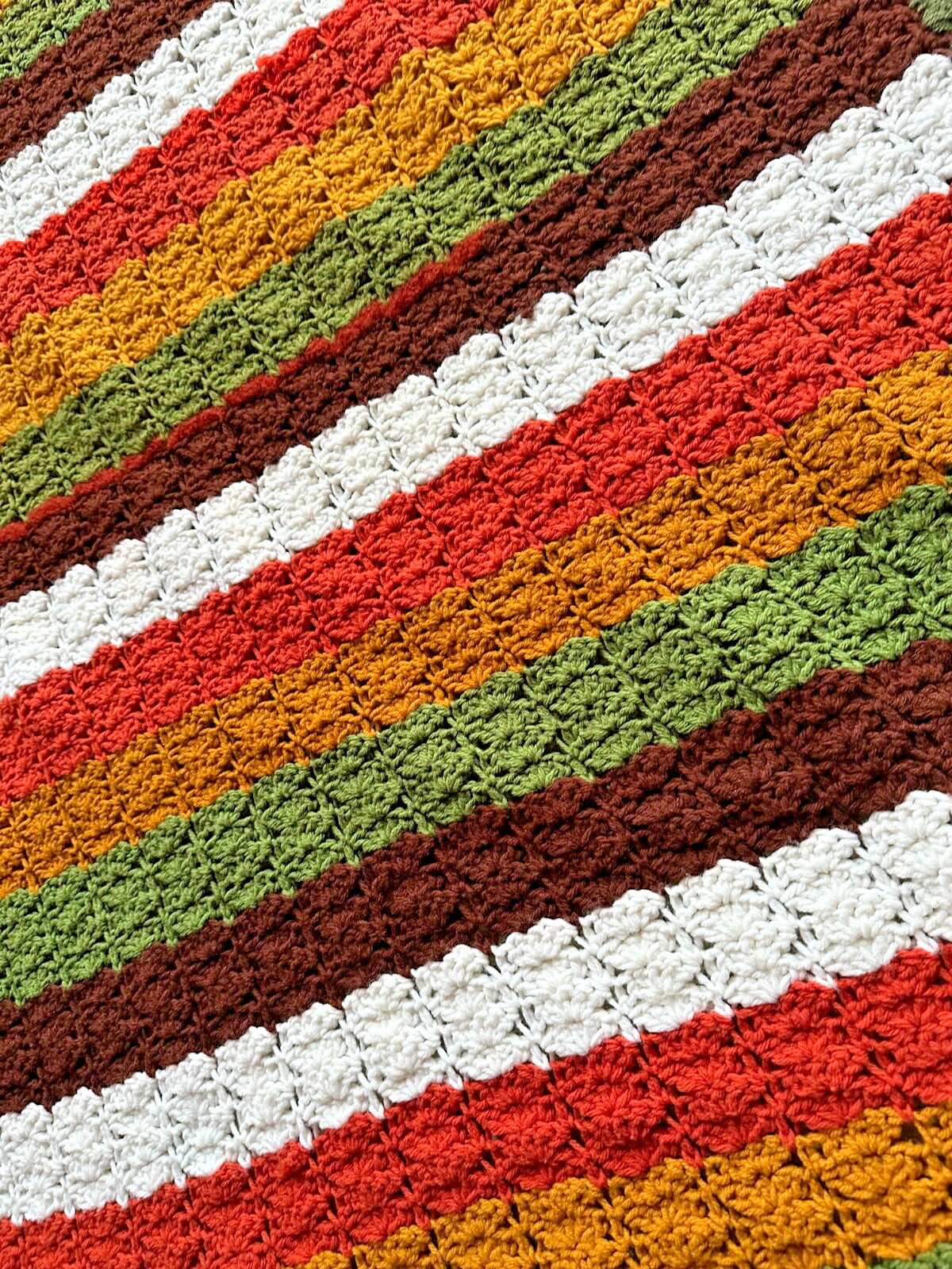 Vintage Multi Colors Striped Handmade Afghan Crochet Blanket 91”x52” Retro Color gallery