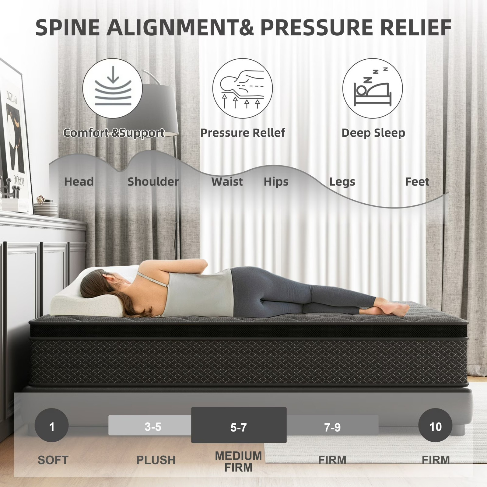 10" Full Size Memory Foam &Spring Hybrid Mattress Bed In a Box gallery
