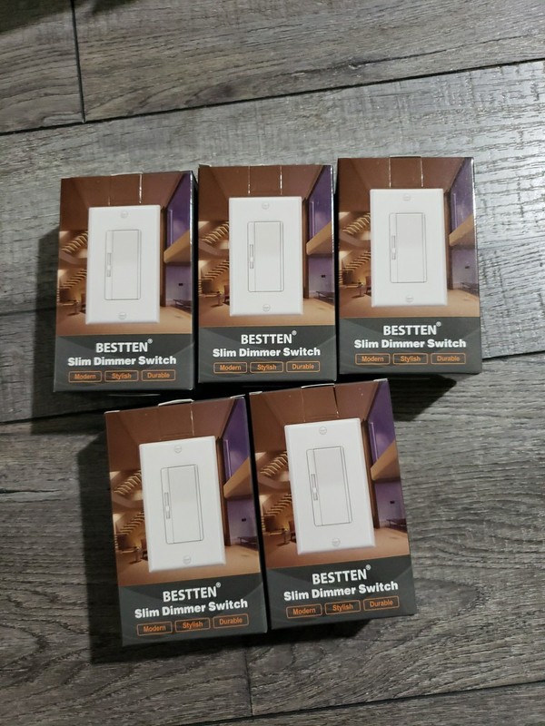 BESTTEN 5 Pack Super Slim Dimmer Light Switch for 300W Dimmable LED/CFL... gallery