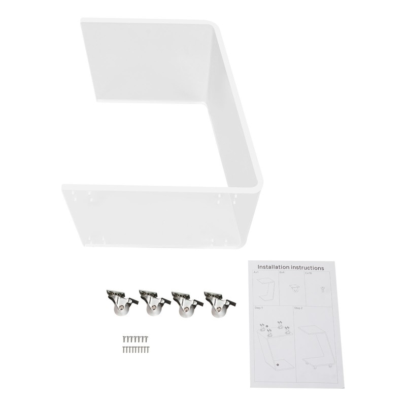 Acrylic Side Table Mobile C-Shaped End Table Clear Snack Rolling Cart 20kg max. gallery