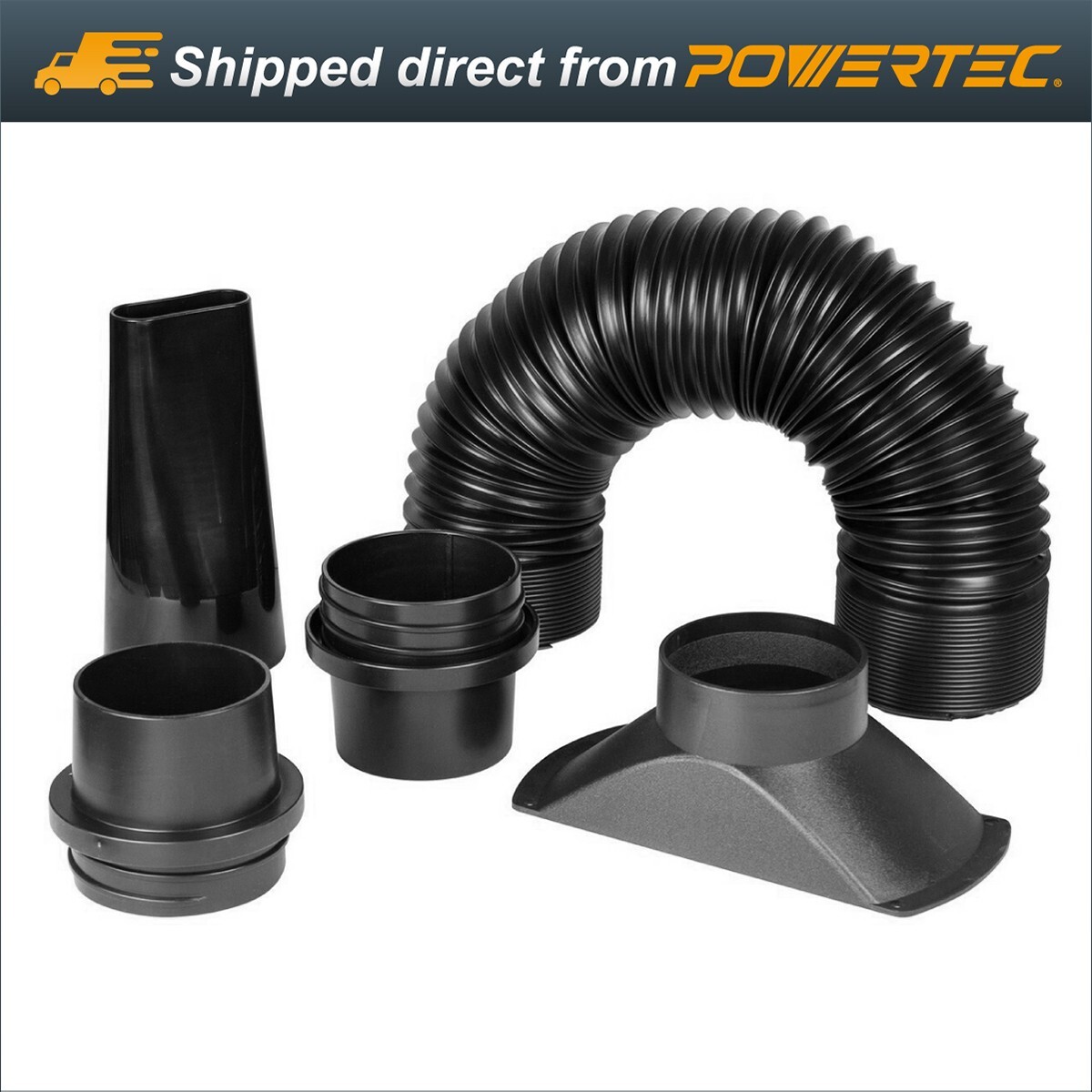 POWERTEC 4 Inch Flexible Dust Collection Hose and Fittings Kit (70207) gallery