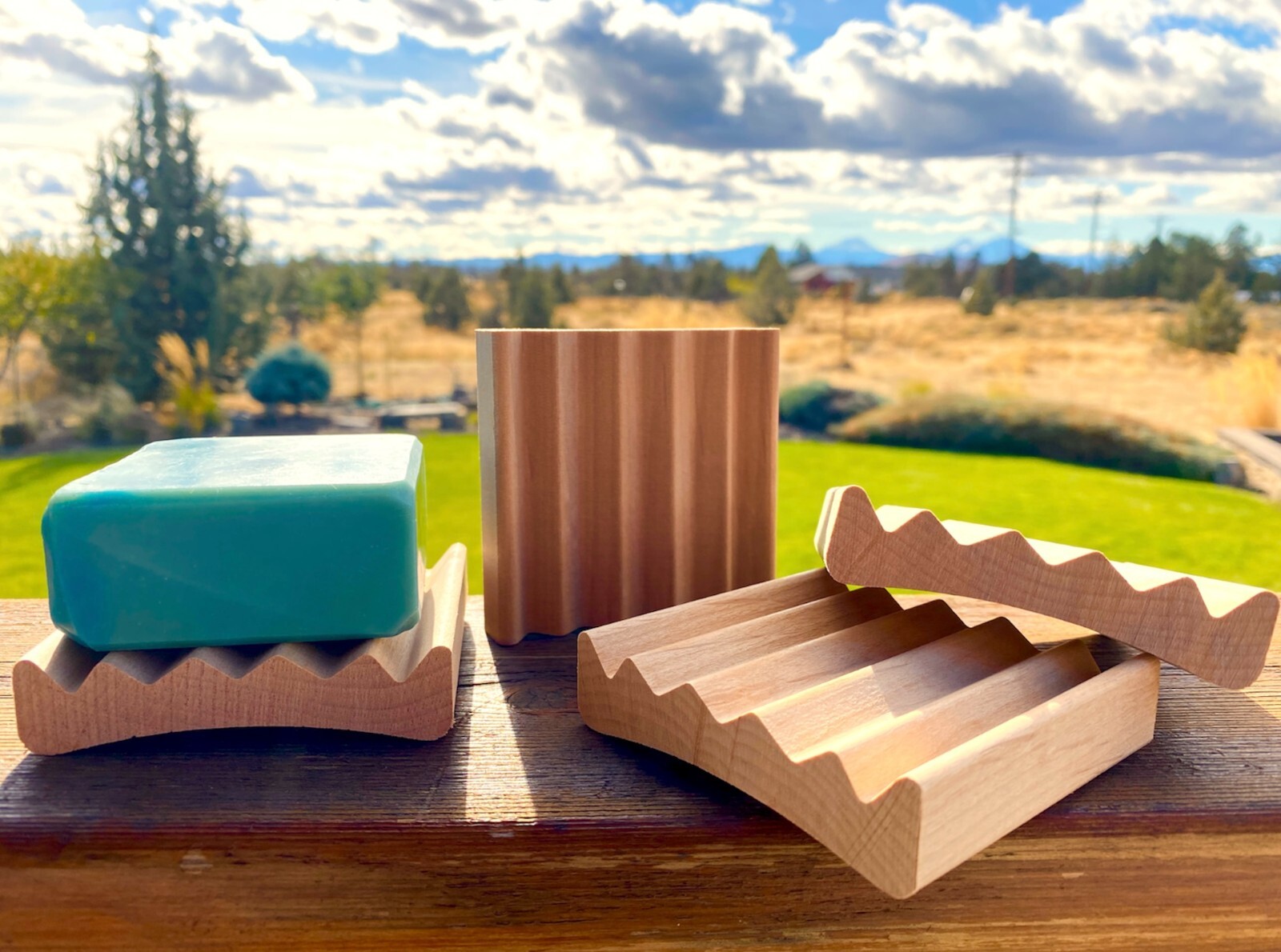 2 Luxurious solid red alder wood soap dishes - handmade in the USA - 3" x 3" gallery