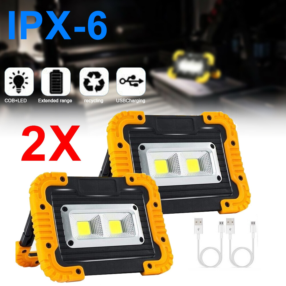 2X USB Rechargeable COB LED Work Light Lamp Floodlight Camping Emergency Torch gallery
