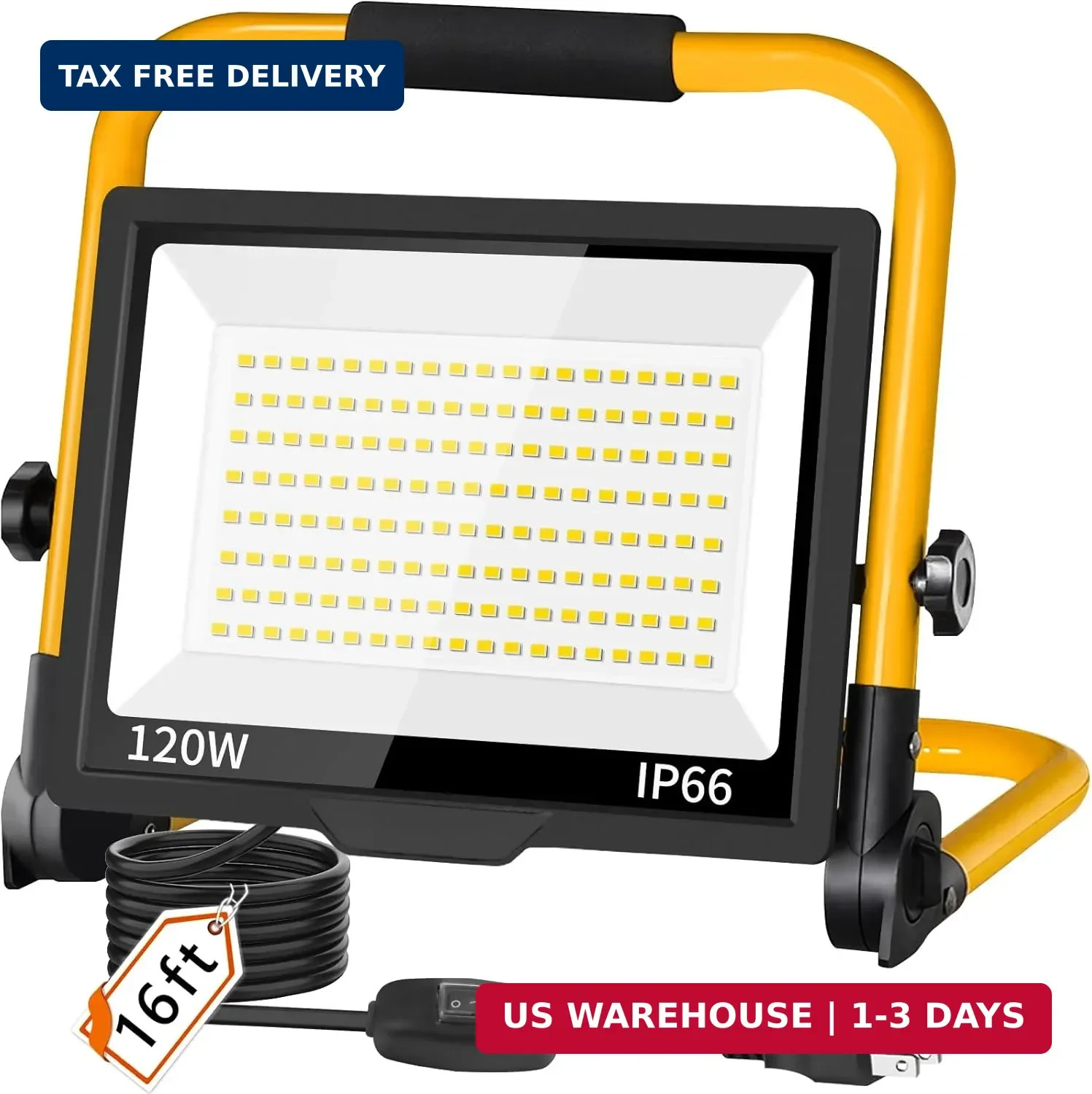 14400LM LED Work Light, 120W Flood Light with 16FT Cord & Switch, Portable Workl gallery