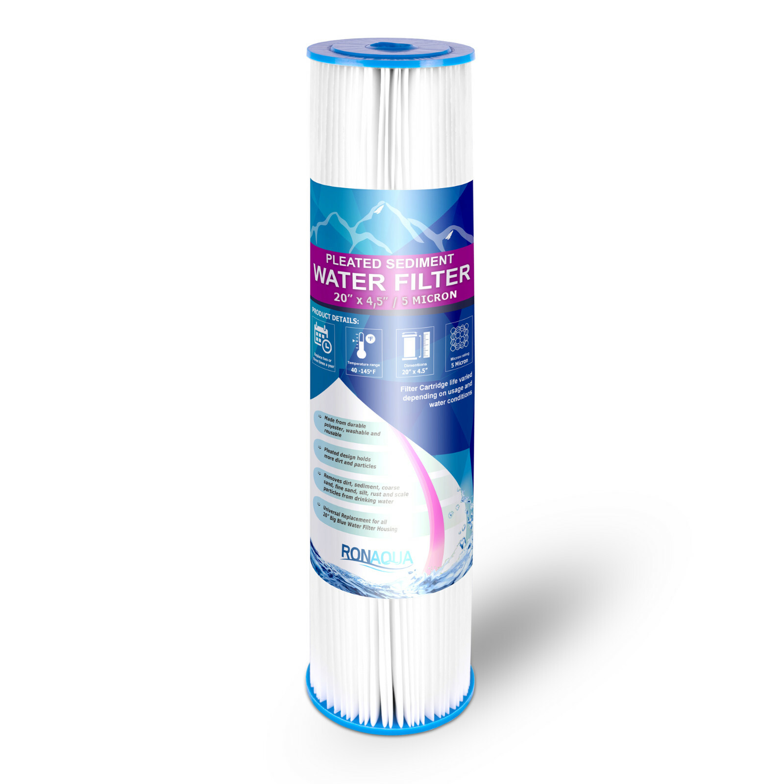 Big Blue Pleated Washable (5 Micron) Sediment Filter 20" Big Blue Housing gallery