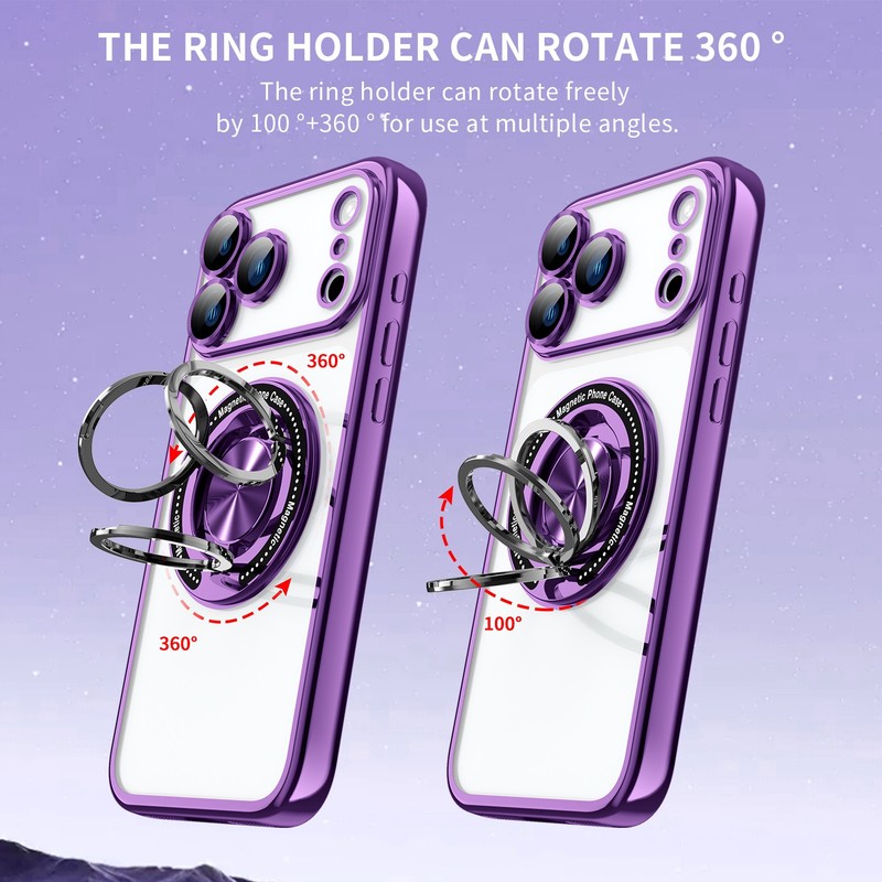 Magnetic TPU Case with Grip Ring Stand Cover for iPhone 11 14 15 16e 17 Pro Max gallery