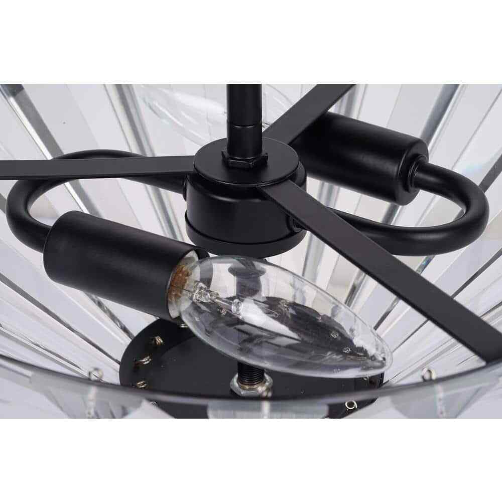 Alsy 11 in. 2-Light Matte Black Semi-Flush Mount with Clear Glass Faceted Shade gallery
