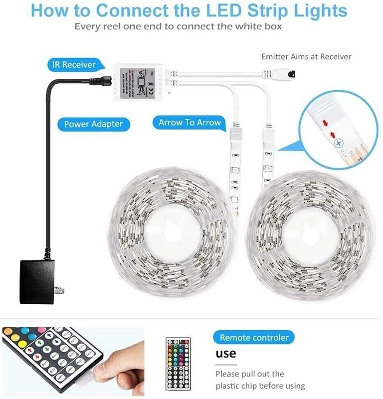 32ft LED Strip Lights Remote Control Bedroom for Indoor Use gallery