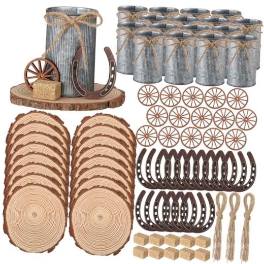 Pcs Western Party Decorations Mini Horseshoe Wagon Wheel Hay Bales 80 Silver gallery