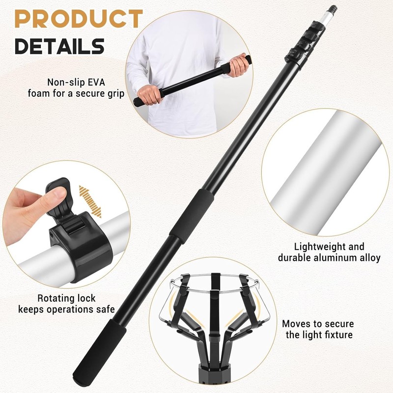 26FT Reach Light Bulb Changer for High Ceilings, 5-20FT Extension Pole, High Cei gallery
